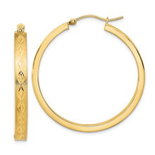 Load image into Gallery viewer, 14K Polished and Satin In and Out Diamond-cut Hoop Earrings
