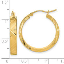 Load image into Gallery viewer, 14K Polished and Brushed Textured Hoop Earrings
