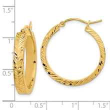 Load image into Gallery viewer, 14K Polished Diamond-cut Hoop Earrings
