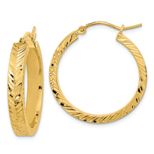 Load image into Gallery viewer, 14K Polished Diamond-cut Hoop Earrings
