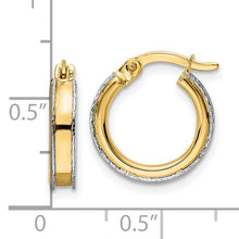 Load image into Gallery viewer, 14k Two-tone Diamond-cut Edge 3x14mm Round Hoop Earrings
