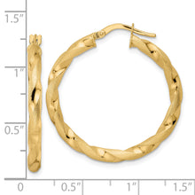 Load image into Gallery viewer, 14K Brushed and Polished Twisted Hoop Earrings
