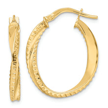 Load image into Gallery viewer, 14K Polished Twisted Oval Hoop Earrings
