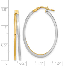 Load image into Gallery viewer, 14K Two-tone Polished Oval Double Hoop Earrings
