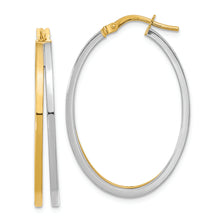 Load image into Gallery viewer, 14K Two-tone Polished Oval Double Hoop Earrings
