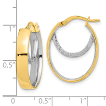 Load image into Gallery viewer, 14k Two-tone Polished Diamond-cut Fancy Oval Hoop Earrings
