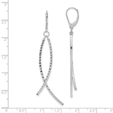 Load image into Gallery viewer, 14K White Gold Polished Diamond Cut Fancy Dangle Leverback Earrings
