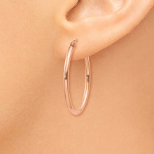 Load image into Gallery viewer, 14k Rose Gold Oval Hoop Earrings
