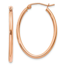 Load image into Gallery viewer, 14k Rose Gold Oval Hoop Earrings
