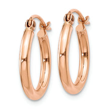 Load image into Gallery viewer, 14k Rose Gold Polished 2mm Lightweight Tube Hoop Earrings
