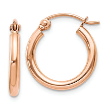 Load image into Gallery viewer, 14k Rose Gold Polished 2mm Lightweight Tube Hoop Earrings
