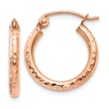 Load image into Gallery viewer, 14k Rose Gold Lightweight Diamond-cut Hoop Earrings
