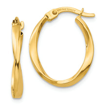 Load image into Gallery viewer, 14K Gold Polished Twisted Oval Hoop Earrings
