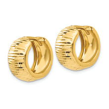 Load image into Gallery viewer, 14K Gold Textured and Polished Hinged Hoop Earrings
