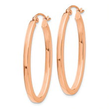 Load image into Gallery viewer, 14k Rose Gold Polished Oval Tube Hoop Earrings
