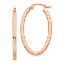 Load image into Gallery viewer, 14k Rose Gold Polished Oval Tube Hoop Earrings
