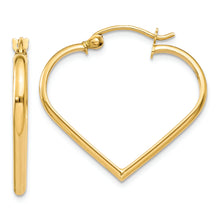 Load image into Gallery viewer, 14k Polished 2mm Heart Hoop Earrings
