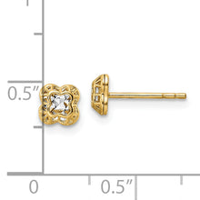 Load image into Gallery viewer, 14k w/Rhodium Center Floral Shape Post Earrings
