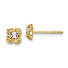 Load image into Gallery viewer, 14k w/Rhodium Center Floral Shape Post Earrings
