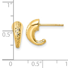 Load image into Gallery viewer, 14k Polished Diamond-cut Hollow J-Hoop Post Earrings
