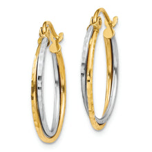 Load image into Gallery viewer, 14K Yellow and White Gold Diamond Cut Twisted Hoop Earrings
