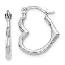 Load image into Gallery viewer, 14K White Gold Heart Shaped Hollow Hoop Earrings
