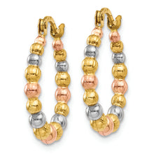 Load image into Gallery viewer, 14K &amp; White and Rose Rhodium Beaded Hoop Earrings
