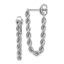 Load image into Gallery viewer, 14K White Gold Rope Chain Dangle Post Earring

