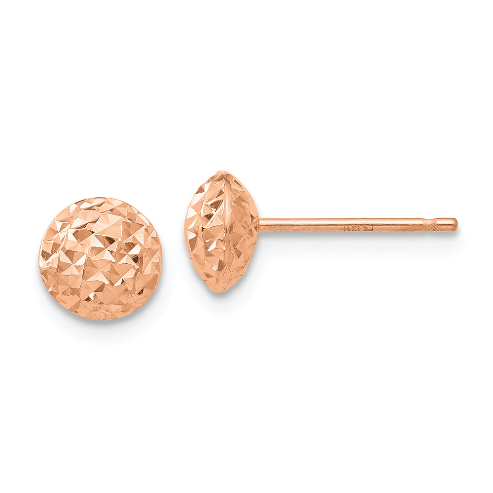 14K Rose Gold 6mm Circle Puff Post Earrings