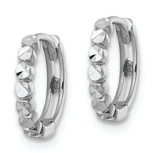 Load image into Gallery viewer, 14k White Gold Diamond-cut 2x12mm Hinged Hoop Earrings
