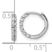 Load image into Gallery viewer, 14k White Gold Diamond-cut 2x12mm Hinged Hoop Earrings
