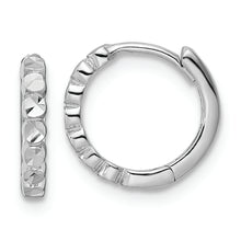 Load image into Gallery viewer, 14k White Gold Diamond-cut 2x12mm Hinged Hoop Earrings
