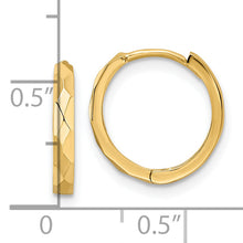 Load image into Gallery viewer, 14k Polished Faceted 2x14mm Hinged Hoop Earrings
