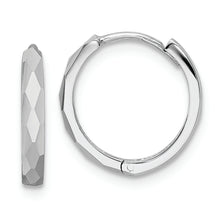 Load image into Gallery viewer, 14k White Gold Polished Faceted 2x14mm Hinged Hoop Earrings
