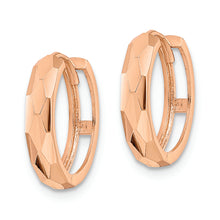 Load image into Gallery viewer, 14k Rose Gold Polished Faceted 3x15mm Hinged Hoop Earrings
