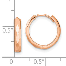 Load image into Gallery viewer, 14k Rose Gold Polished Faceted 3x15mm Hinged Hoop Earrings
