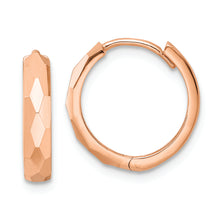 Load image into Gallery viewer, 14k Rose Gold Polished Faceted 3x15mm Hinged Hoop Earrings
