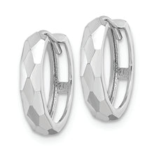 Load image into Gallery viewer, 14k White Gold Polished Faceted 3x15mm Hinged Hoop Earrings
