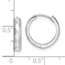 Load image into Gallery viewer, 14k White Gold Polished Faceted 3x15mm Hinged Hoop Earrings
