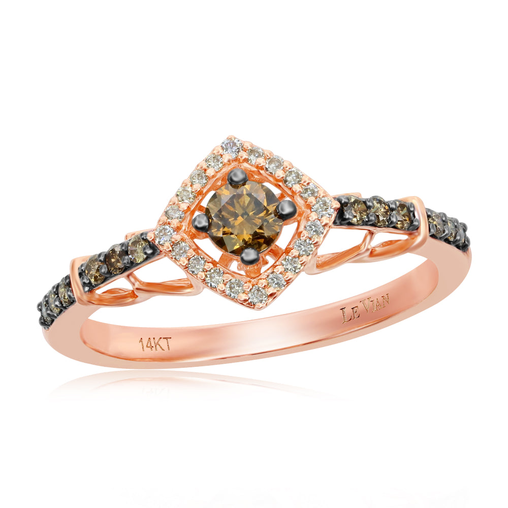 Le Vian Chocolatier� Ring featuring 1/3 cts. Chocolate Diamonds�, 1/15 cts. Vanilla Diamonds� set in 14K Strawberry Gold�
