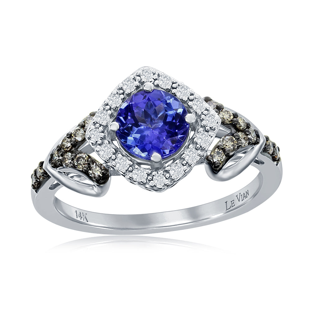 Le Vian Chocolatier� Ring featuring 5/8 cts. Blueberry Tanzanite�, 1/10 cts. Vanilla Diamonds�, 1/5 cts. Chocolate Diamonds� set in 14K Vanilla Gold�