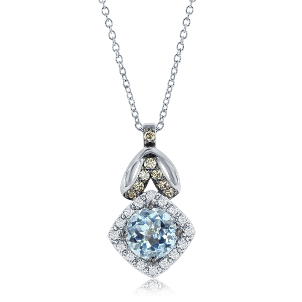 Le Vian Chocolatier� Pendant featuring 5/8 cts. Sea Blue Aquamarine�, 1/15 cts. Chocolate Diamonds�, 1/15 cts. Vanilla Diamonds� set in 14K Vanilla Gold�