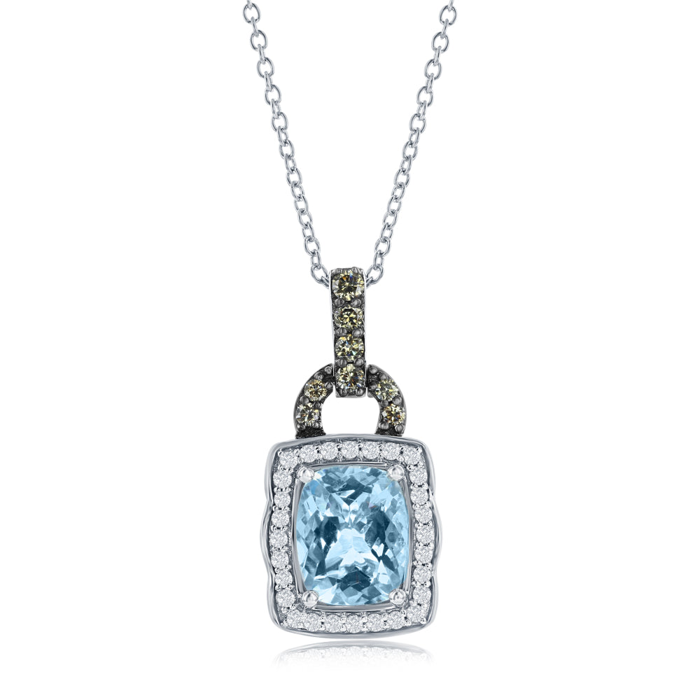 Le Vian Chocolatier� Pendant featuring 1  1/2 cts. Sea Blue Aquamarine�, 1/6 cts. Chocolate Diamonds�, 1/5 cts. Vanilla Diamonds� set in 14K Vanilla Gold�