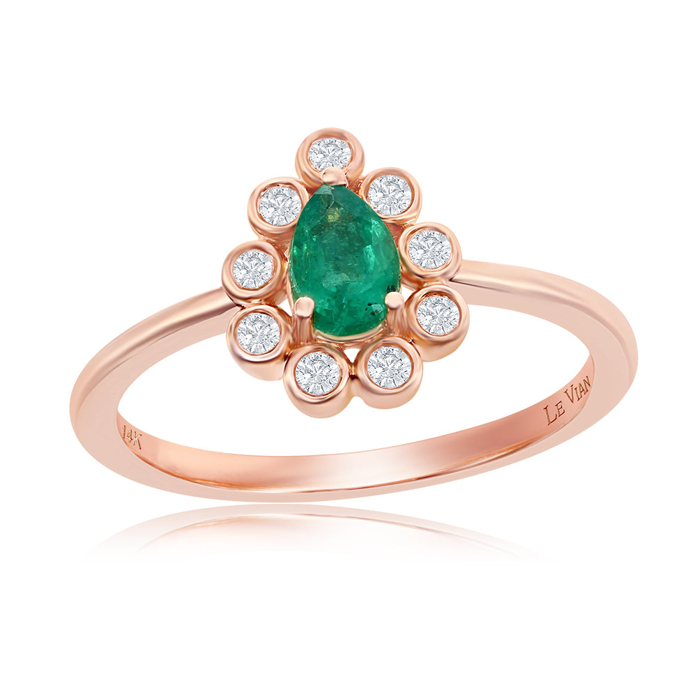 Le Vian� Ring featuring 3/8 cts. Costa Smeralda Emeralds, 1/8 cts. Vanilla Diamonds� set in 14K Strawberry Gold�