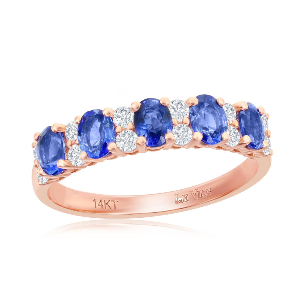 Le Vian� Ring featuring 1 cts. Blueberry Sapphire?, 1/3 cts. Vanilla Diamonds� set in 14K Strawberry Gold�