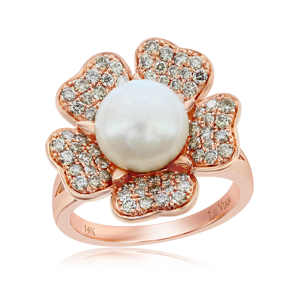 Le Vian� Ring featuring Vanilla Pearls�, 7/8 cts. Nude Diamonds� set in 14K Strawberry Gold�