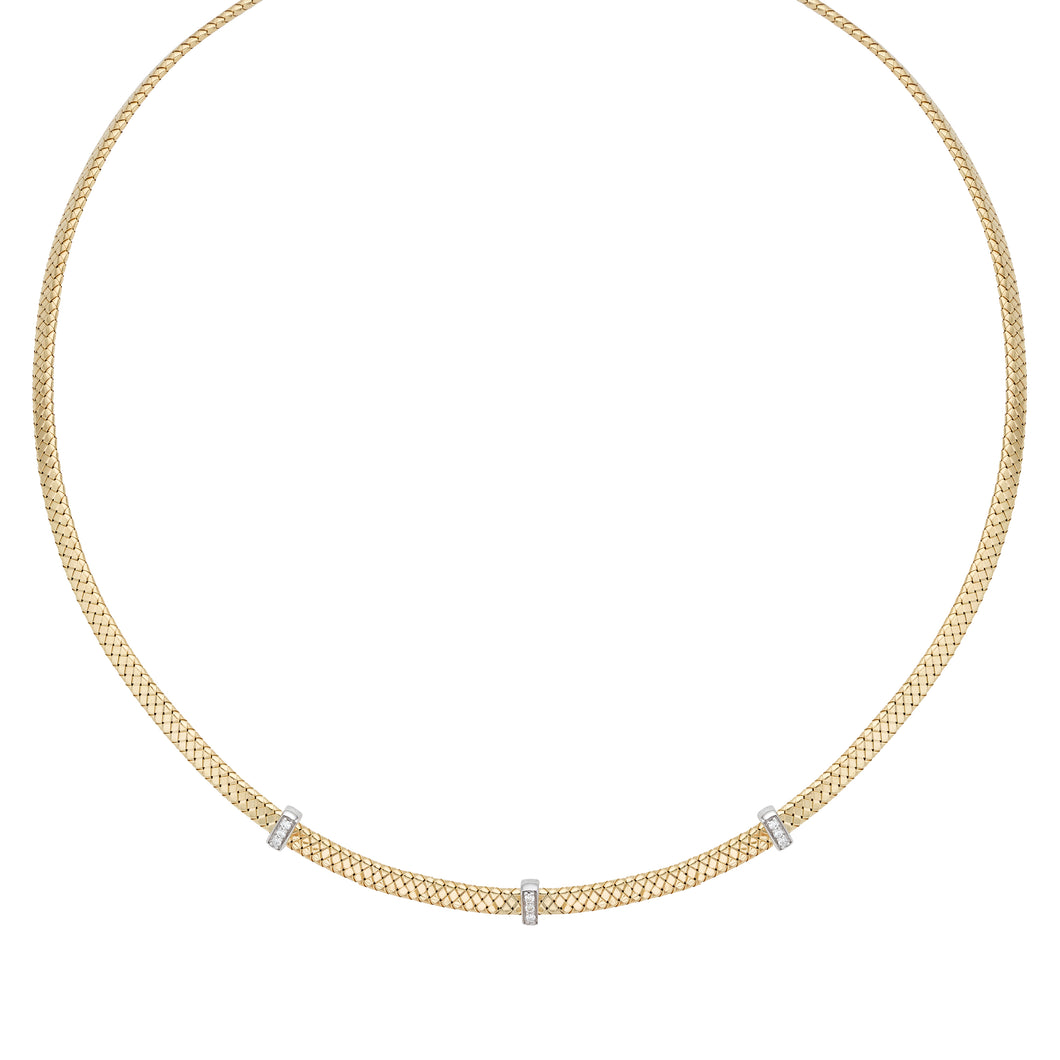 14K Gold Basketweave Diamond Accent Necklace