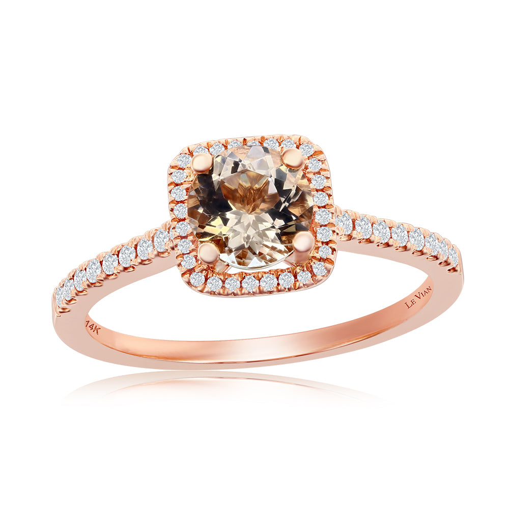 Le Vian� Ring featuring 1/2 cts. Peach Morganite�, 1/6 cts. Vanilla Diamonds� set in 14K Strawberry Gold�