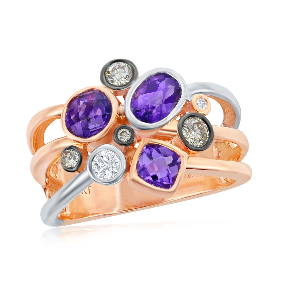 Le Vian Chocolatier� Ring featuring 1 cts. Grape Amethyst?, 1/6 cts. Chocolate Diamonds�, 1/10 cts. Vanilla Diamonds� set in 14K Two Tone Gold