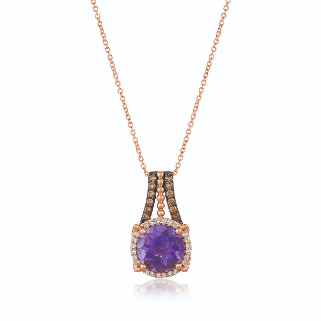Le Vian Chocolatier� Pendant featuring 2  1/3 cts. Grape Amethyst?, 1/8 cts. Chocolate Diamonds�, 1/10 cts. Vanilla Diamonds� set in 14K Strawberry Gold�